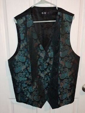 Men's Teal Paisley Vest